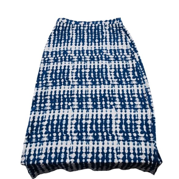 Chicos Size 1 Small Womens Blue & White Tie-Dye Maxi Skirt Stretch Knit - Picture 1 of 5